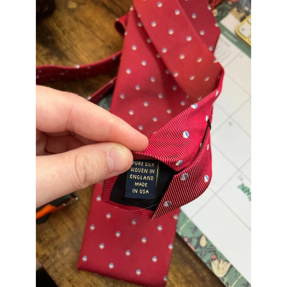 Brooks Brothers Makers Red Blue White Polka Dot Old Money Corporate Silk Tie